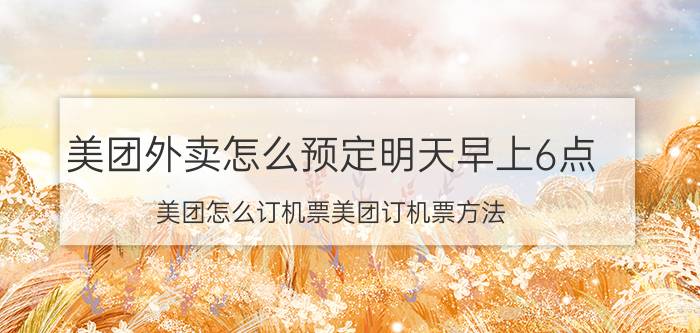 美团外卖怎么预定明天早上6点 美团怎么订机票美团订机票方法？